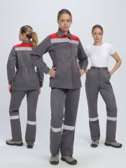 Костюм женский Веснис-1 СОП (тк.Смесовая,210) брюки, т.серый/красный