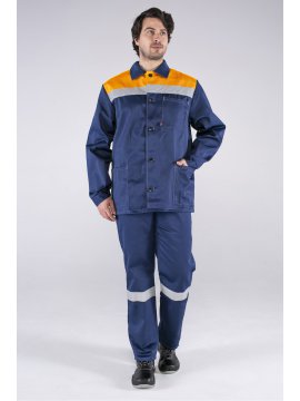 Костюм Стандарт СОП (тк.Смесовая,210) брюки, т.синий/оранжевый