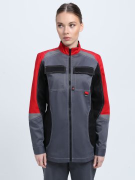 Костюм женский Вектрон-1 (тк.Смесовая,240) брюки, серый/красный/черный