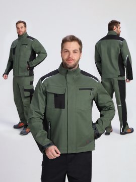 Куртка ProfLineLeader (тк.Хлопок/Спандекс,260), хаки/черный