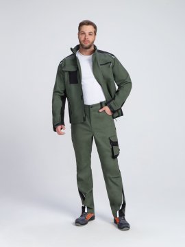 Костюм ProfLineLeader-1 (тк.Хлопок/Спандекс,260) брюки, хаки/черный