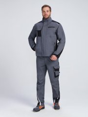 Костюм ProfLineLeader-1 (тк.Хлопок/Спандекс,260) брюки, серый/черный