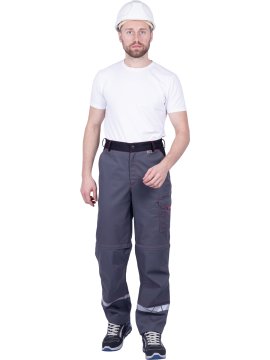 Брюки ХАЙ-ТЕК SAFETY летние, серый-красный-черный