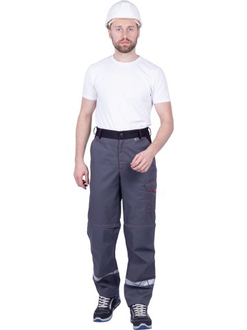 Брюки ХАЙ-ТЕК SAFETY летние, серый-красный-черный
