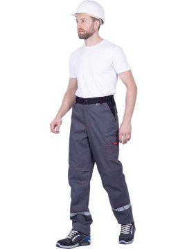 Брюки ХАЙ-ТЕК SAFETY летние, серый-красный-черный