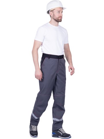 Брюки ХАЙ-ТЕК SAFETY летние, серый-красный-черный