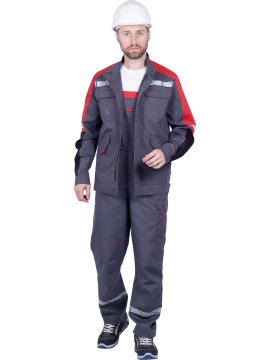 Полукомбинезон ХАЙ-ТЕК SAFETY летний, серый-красный
