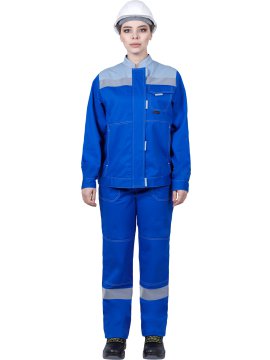 Костюм РАЦИОНАЛИЗАТОР летний, василек-серый, 100% х/б, женский (куртка, брюки)