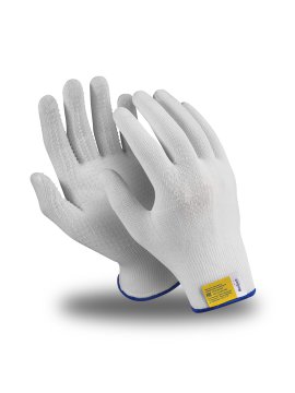 Перчатки МИКРОН ПВХ (MG-111), нейлон, SlipGrip, оверлок, цвет белый