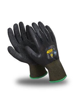 Перчатки МИКРОТЕХ (MG-141), нейлон, латекс частичный, оверлок, цвет черный