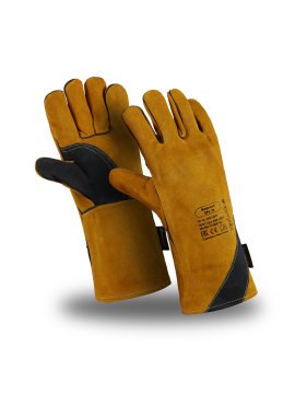 Краги ФЛАГМАН (TG-692), спилок, джинса/флис, нить Kevlar®, до 400°С, 410 мм, цвет коричневый