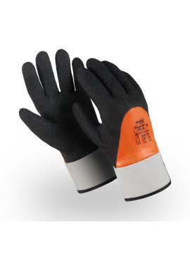 Перчатки НОРД ГРИП (WG-761), акрил, нейлон, ПВХ + Coral Grip 3/4, крага, цвет черно-оранжевый