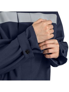 Костюм сварщика, к/бр, 1 кл. защиты, т-синий/красный, 100% хб с ОП, мод.17Г