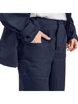 Костюм сварщика, к/бр, 1 кл. защиты, т-синий/красный, 100% хб с ОП, мод.17Г