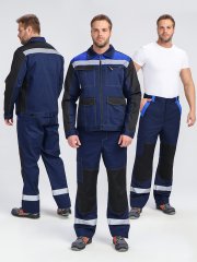 Костюм ProfLineBase-1 (тк.Твил,210) брюки, т.синий/черный/васильковый